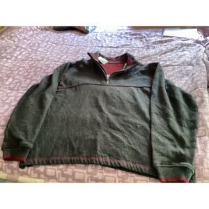 2630 Sun River Mens 1/4 Zip Fleece Pullover Sweater Size Large Gray Maroon Trim